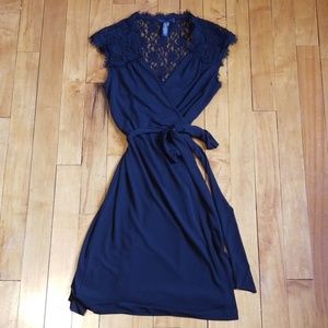 Banana Republic black wrap dress with lace